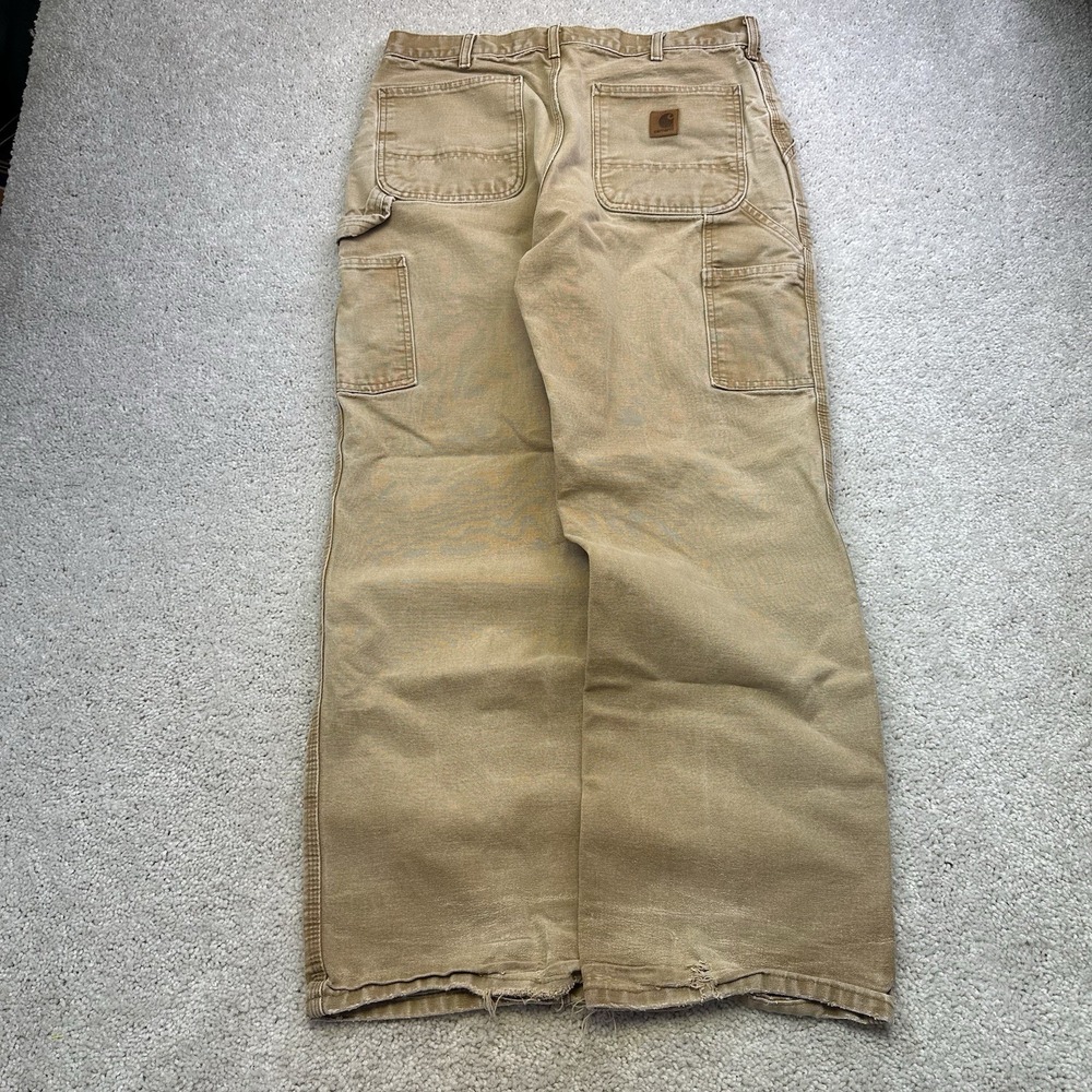 Carhartt Pants Mens 34x32 Brown B11 BRN Original Dungaree Workwear Distressed